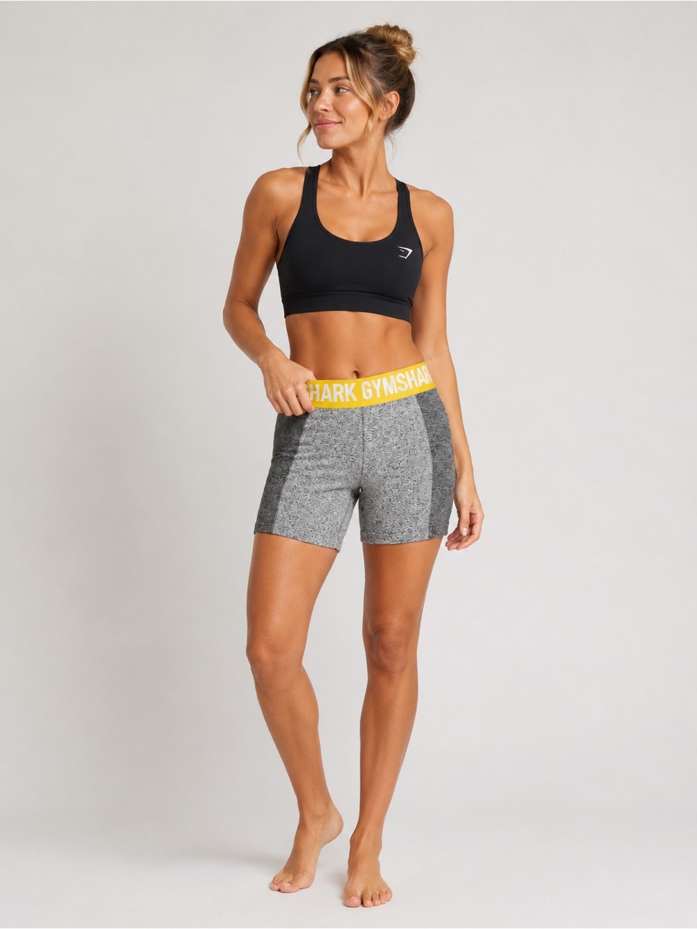 Gymshark Seamless Training Shorts Gray & Yellow | High-Rise Compression Shorts